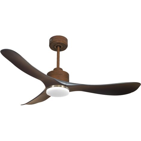 Modulo slim - Super destratificateur et ventilateur DC 132 cm  Marron  pales bois blanc avec Lumière 25 à 35 m² (1/5)