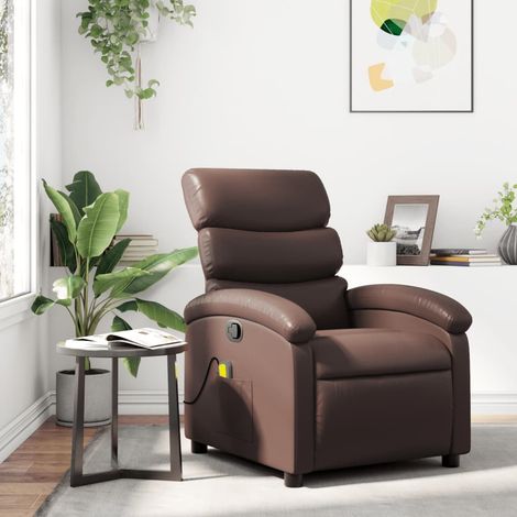 Fauteuil de massage inclinable-Chaise de relaxation-Fauteuil Relax Marron Similicuir 228926 (1/5)