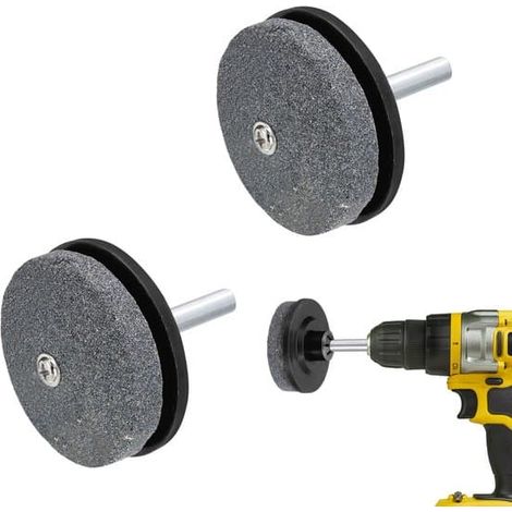 Kit d'affûtage deux pièces pour lame de tondeuse, pierre à aiguiser pour tondeuse, outil de jardin universel, durable et résistant, pour un entretien facile, motoculteur, noir (1/5)
