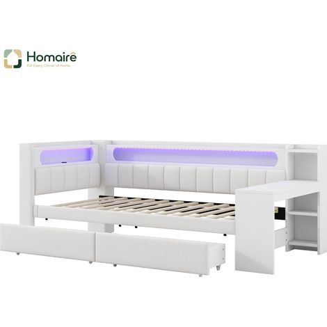 Bettgestell MDF weiß 242.5 x 102.5 x 93.5 cm HOMAIRE (1/5)
