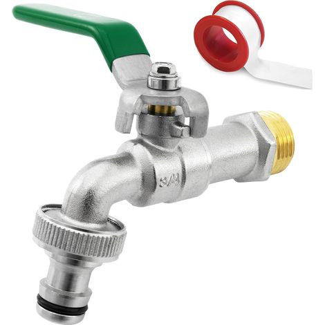 1 Robinet Laiton 3/4 Pouce, Résistant Gel Et Rouille, Raccord Tuyau Inclus, Pour Jardin Et Machine À Laver (1/5)