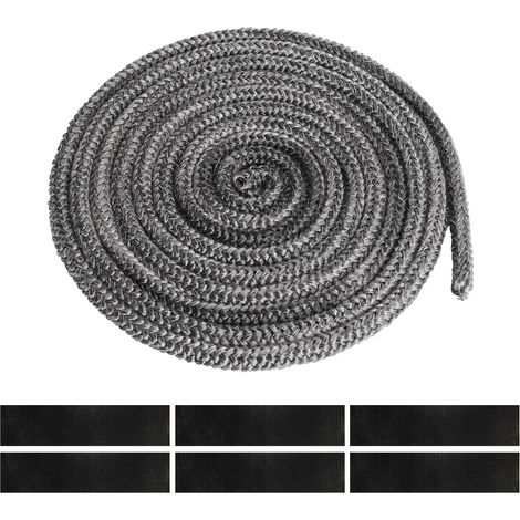 Braided Seal for Insert and Stove 8 mm x 3 m Fibreglass with 6 Tapes, Fireplace Insert Seal for Wood Stove Sealing (1/5)
