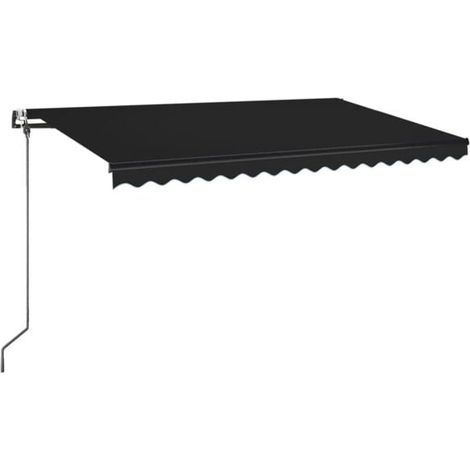Store banne automatique avec capteur de vent et éclairage LED, 400 x 350 cm, gris anthracite (1/5)