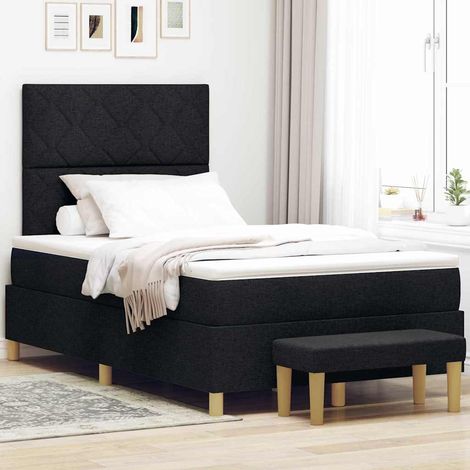 Boxspringbett mit Kopfteil Schwarz 190 x 120 cm Stoff (1/5)