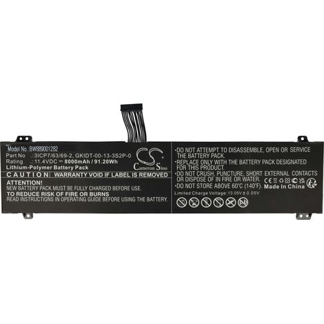 vhbw Akku Ersatz für Adata GKIDT-00-13-3S2P-0, 3ICP7/63/69-2 für Notebook (8000 mAh, 11,4 V, Li-Polymer) (1/5)