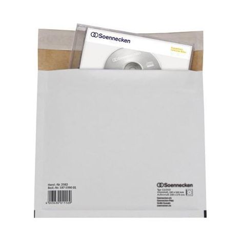 CD/DVD Versandtasche 190 x 160 mm (B x H) 270g/m² ohne Fenster mit Haftklebung Karton weiß (1/4)