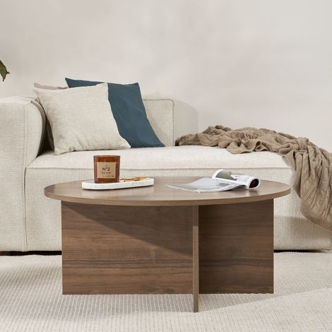 Runder Couchtisch Walnuss-Melamin - 90x90x40 cm - Dakota