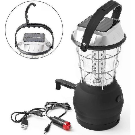 Lanterne solaire à manivelle avec dynamo et 36 LED, lampe de camping de secours (1/5)