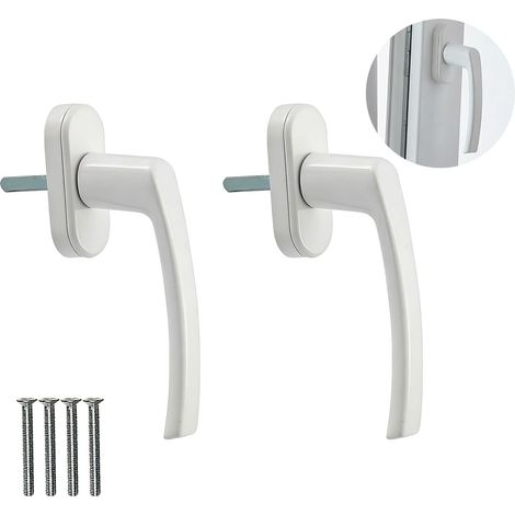 Poignée Fenêtre - 2 Pièces - Aluminium Blanc - Sécurité Renforcée - Porte-Fenêtre PVC UPVC - Ergonomique (1/5)