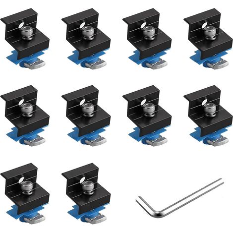 10 pinces d'extrémité de panneau solaire en alliage d'aluminium 30 mm et 35 mm, supports universels avec écrous et boulons pour toits métalliques plats. (1/5)