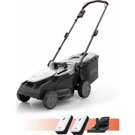 Tondeuse à Gazon sans Fil 38cm - Moteur Brushless, 2X 20V Batteries 4.0Ah, Hauteur Réglable 25-75mm, Bac 40L, pour Pelouses jusqu'à 300m² (Jardin (1/5)