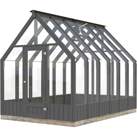 Abri de jardin en bois Emilia 8,2 m2 Peint gris foncé (1/4)