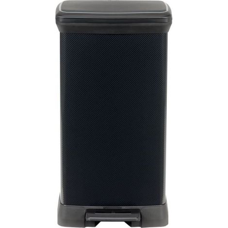 CURVER Decobin Poubelle a pédale rectangulaire - 50 L - Noir carbone (1/5)