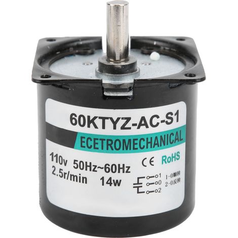 Mini moteur synchrone AC à engrenages métalliques lents, aimant permanent 14W 2,5 tr/min 110V pour générateur DIY (1/5)
