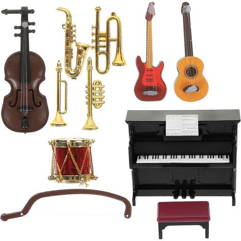 11 mini instruments de musique miniatures pour maison de poupée, jeux d'imitation pour enfants, ornements (1/5)