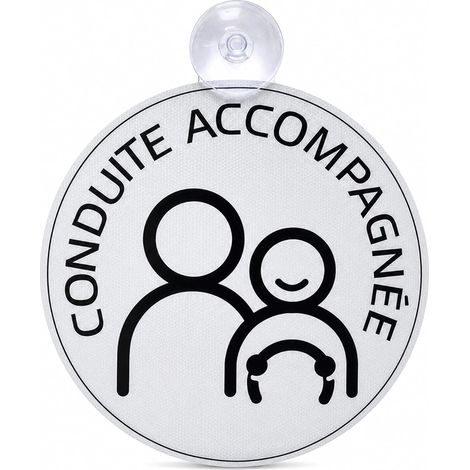 Macaron Conduite Accompagnée avec Ventouse - Disque CA Réfléchissant 15 cm Haute Visibilité Nocturne - Panneau Apprenti Conducteur Intérieur Anti-Chute pour Pare-Brise (1 Pièce) (1/5)
