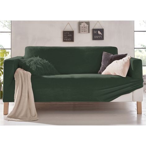 Copridivano Elasticizzato Effetto Velluto Modello Morbidissimo Colore Verde, misura3 PosticoloreVerde (1/4)