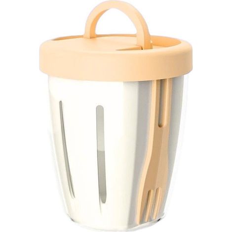 Gobelet à salade 500 ml jaune à double couche avec égouttoir et fourchette, récipient portable pour yaourt, fruits et salades (1/5)