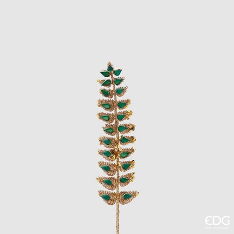 EDG Enzo De Gasperi Decoro Natale Felce Diamonds Pick H 25 Cm 23 Gemme Green