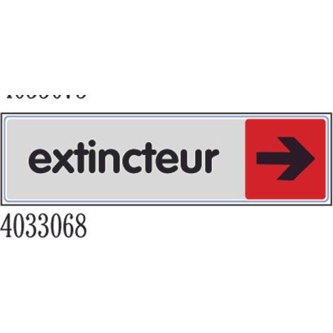 Plaque de porte Extincteur flèche droite - couleur 170x45mm - 4033068