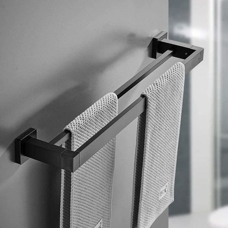 Porte-serviettes - Noir Mat - Acier Inoxydable - 50 cm - Design Contemporain - Accessoires de Salle de Bain (1/4)
