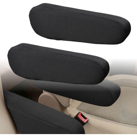 Copribraccioli elastici universali per auto - 1 paio di protezioni traspiranti e antiscivolo per braccioli dei sedili anteriori, compatibili con SUV, furgoni e veicoli commerciali (nero)