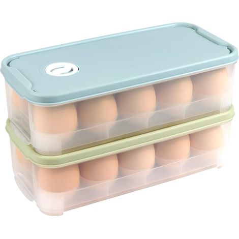 Lot de 2 boîtes de transport pour œufs avec couvercle, 10 alvéoles pour réfrigérateur, cuisine et pique-nique, protection optimale