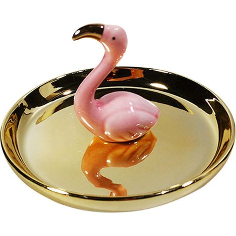 Support Bijoux - Support Céramique Figurine Flamant Rose - Pour Table de Toilette Bureau ou Salle de Bain - 1 Pièce (1/5)