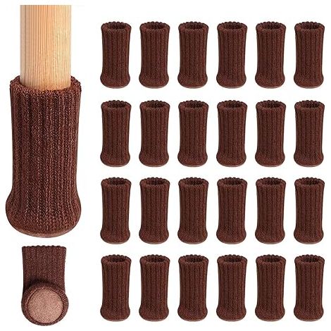 QAZQA 24 pcs Protections de Sol pour Pieds de Chaise, Pieds de Meubles, Pieds de Chaise Pieds de Meuble Patins Antidérapants pour Meubles de 1 à 2 Pouces, Marron foncé (1/5)