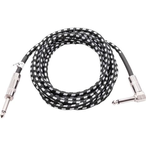 vhbw cavo AUX da 3m per chitarra compatibile con prese audio da 6,35mm - con connettori jack dritto-angolare da 6,35mm, guaina intrecciata