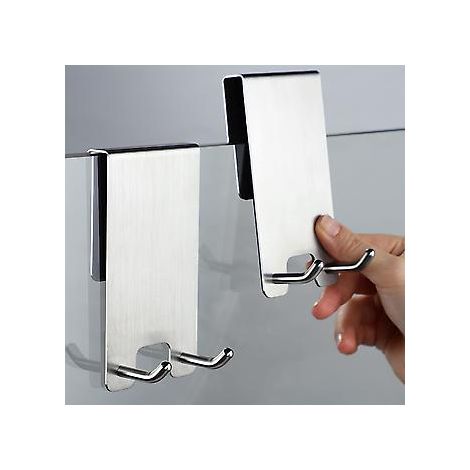 Wandmontierter Duschhaken, Handtuchhalter ohne Bohren, für Duschkabinen mit 6-12 mm Wandstärke, gebürsteter Edelstahl
