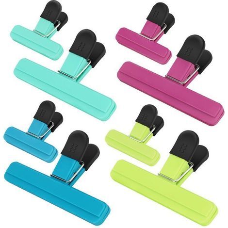 Clips de fermeture pour sacs alimentaires – Lot de 8, ouverture large et poignées sécurisées, plastique durable, idéal conservation (1/4)