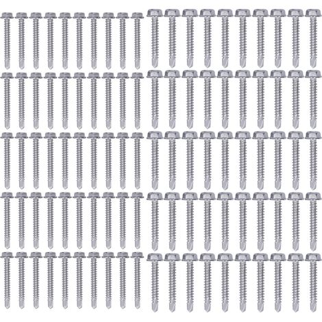 100 Vis autoforeuses en acier inoxydable, vis hexagonales autoperceuses 4.2x32mm 4.8x32mm pour réparation de meubles (1/5)