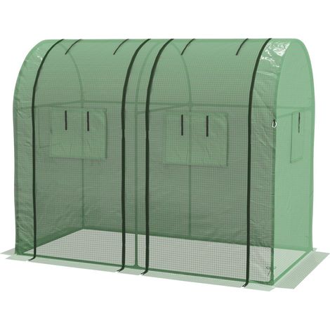 Invernadero de láminas con 2 puertas enrollables, resistente al viento y con ventana lateral, protección UV para invernadero de tomates de PE en verde (1/5)
