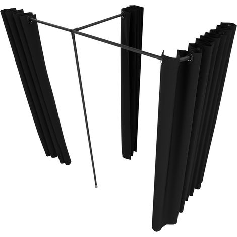 Mophorn Camerino portatile con tende in poliestere resistenti, doppi spazi per il cambio con tende divisorie, ideale per boutique, studi, sartorie e uffici, 79 x 39 x 79 pollici (nero) (1/5)