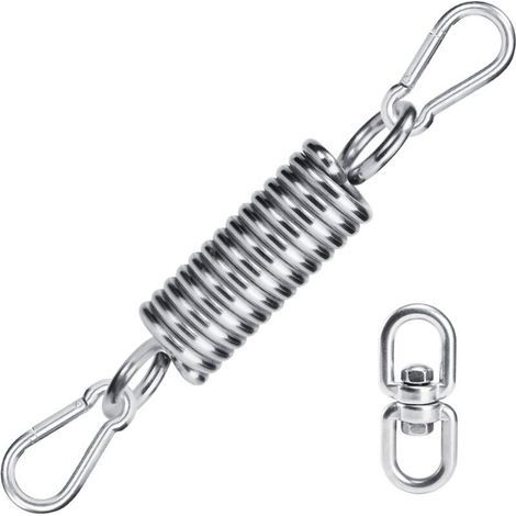 PCS Hammock Spring Hook, It has 2 M10 Carabiners for Fixing, 1 Suspension Spring and 1 360° Rotating Ring, Outdoor Chair Swing Accessories (1/4)