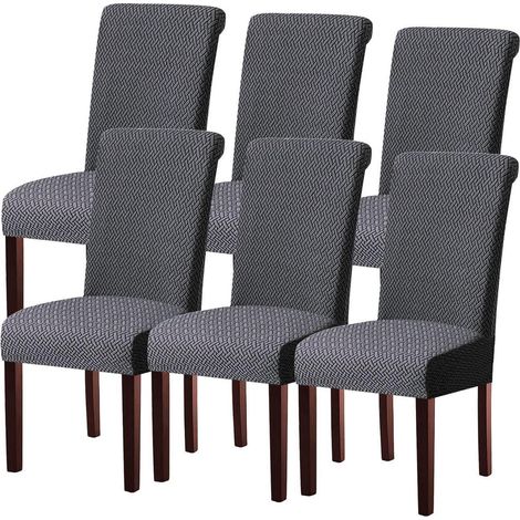 Stuhlhussen 6er Set Dunkelgrau, Stretch, Waschbar, Universal für Esszimmerstühle (1/5)