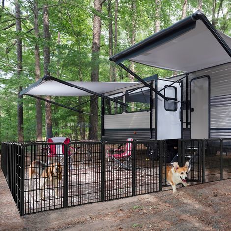 Yaheetech – Parc pour chien en métal 6 panneaux 80 cm – Enclos pliable pour chiots et rongeurs – Installation facile avec porte sécurisée