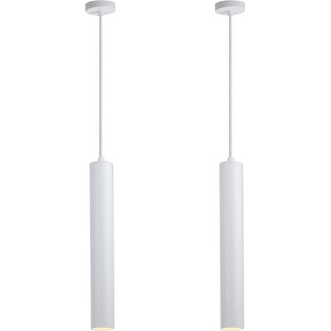 Lot de 2 Suspension, Aluminium, Douille GU10, Câble textile 120 cm, Pour cuisine salon