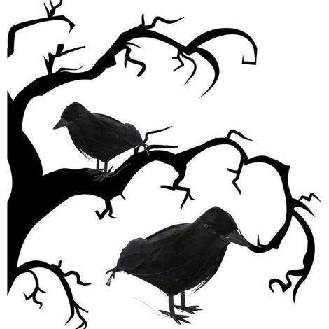 2pcs Corbeaux d'halloween Corbeau Noir Halloween Corbeau Noir Décoration Corbeau Noir Halloween Corbeau pour noir KIT DE DECORATION (1/4)