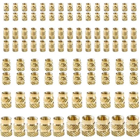 100 Pièces M2 M2.5 M3 M4 M5 M6 Inserts Filetés en Laiton Kit, Fusion à Chaud Inserts Écrous, pour Composants d'Impression 3D et Pièces en Plastique (1/5)