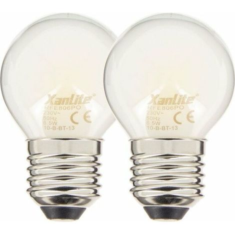2er-Pack LED-Filamentlampen, opal, E27, Form P45, 9 W (entspricht 60 W), 806 lm, Farbtemperatur 2700 K, warmweiß, für Innenräume