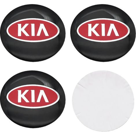(Ancien autocollant noir et rouge, 65 mm pour jante) - 4 autocollants emblème de roue KIA pour voiture, cache-moyeu, accessoires de personnalisation de jantes (1/5)