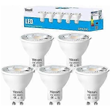Ampoule LED GU10, 550 lumens, 7 W (équivalent à une ampoule halogène 50 W), blanc chaud 3000 K, non dimmable, lot de 5 (1/5)
