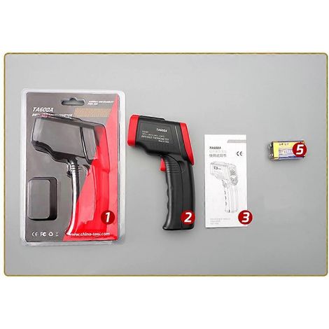Thermomètre infrarouge numérique sans contact, thermomètre, imageur, hygromètre pour la production industrielle, avec alarme lumineuse LCD couleur. (1/4)