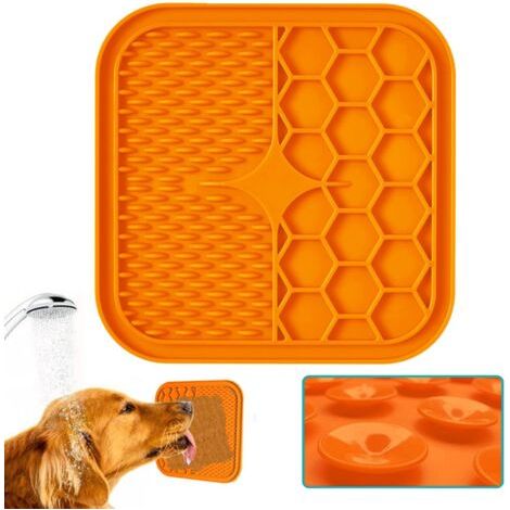 BUNTHAUS Tapis pour chien avec ventouse, sans BPA, soulagement de l'anxiété, bol anti-sang pour chiens, facile à laver, toiletter et dresser le chien(grand (21211CM) orange) (1/5)