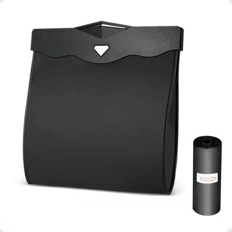 Suspendre poubelle voiture interieur, Poubelle de voiture avec ouverture magnétique à accès rapide, Cuir PU imperméable, accessoire voiture pour siège arrière de voiture Noir (1/5)