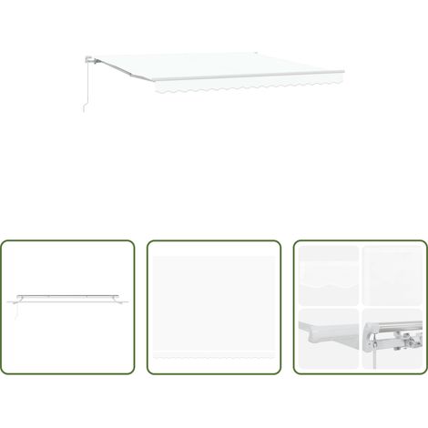 Außenbereich - Einziehbare Markise Weiß 400 x 300 cm Polyester und Aluminium (1/5)
