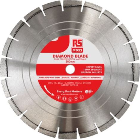 Lame de scie circulaire RS PRO Ø20mm Ø300mm pour Matériaux multiples X 1 ( Prix pour 1 )