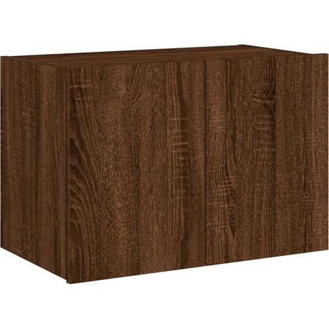 Mobile TV multimediale scaffale per televisione televisione buffet sala da pranzo soggiorno camera da letto a parete con luci LED rovere 60 x 35 x 41 cm marrone 020027956
